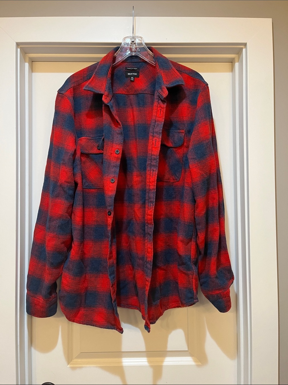 Brixton Red and Navy Plaid Button-Down Shirt